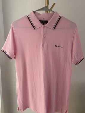 Ben Sherman Light Pink Polo with Navy Contrast Trim
